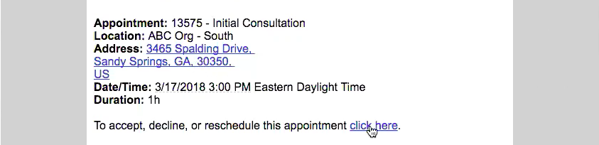 SUMO Re-scheduling link Appt Wizard