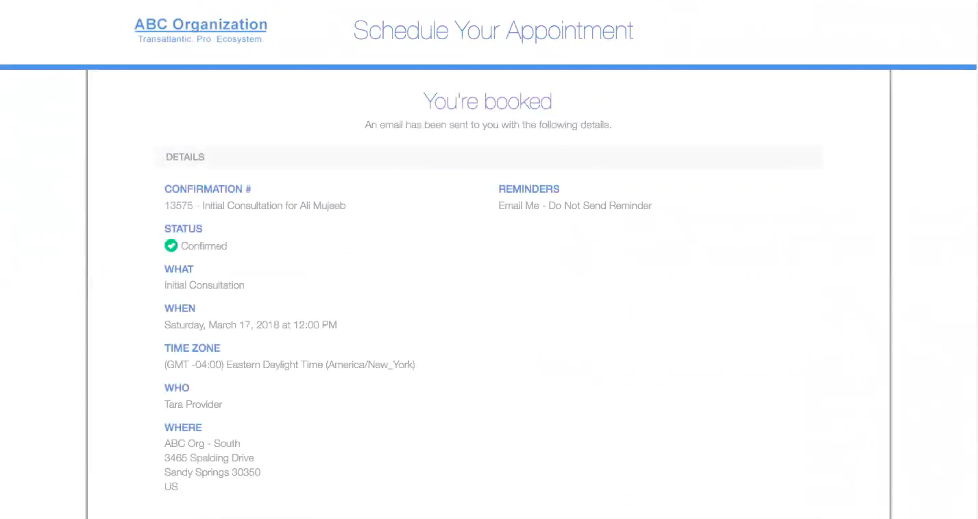 SUMO Reschedule Confirmation Appt Wizard