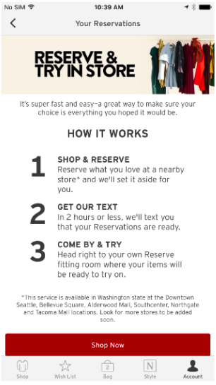 Nordstrom Reserve Try-In-Store